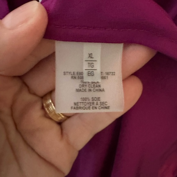 NWT Elie Tahari Fuchsia Silk Top Shirt - Picture 10 of 12